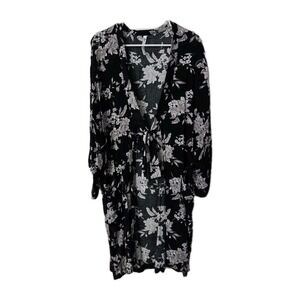 Spiritual Gangster Maya Kimono Top Shirt Black Floral One Size